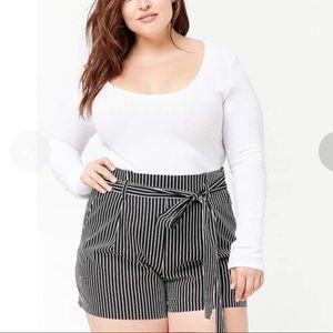 Forever 21 + 3X Black Pinstripe Paperbag Shorts